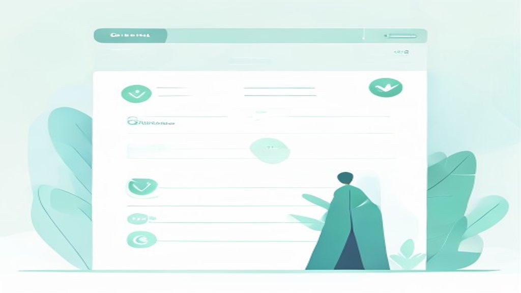 flat illustration of a landing page mockup with a disclosure banner at the top, compliance checkmark