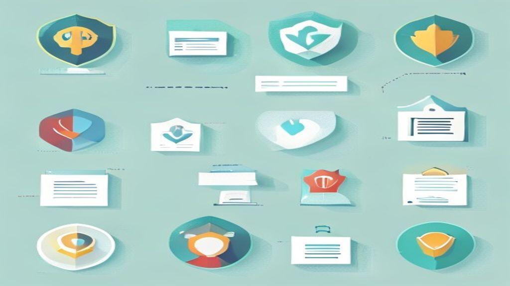 flat illustration of multiple ASP affiliate network logos as abstract icons, contract papers, compli