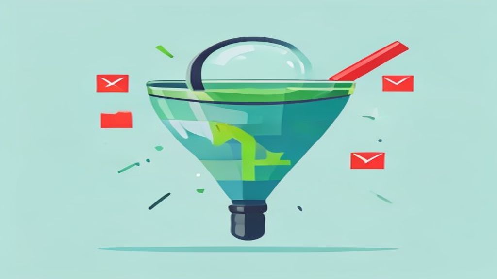 flat illustration of keyword research funnel diagram showing high-intent vs low-intent search terms,