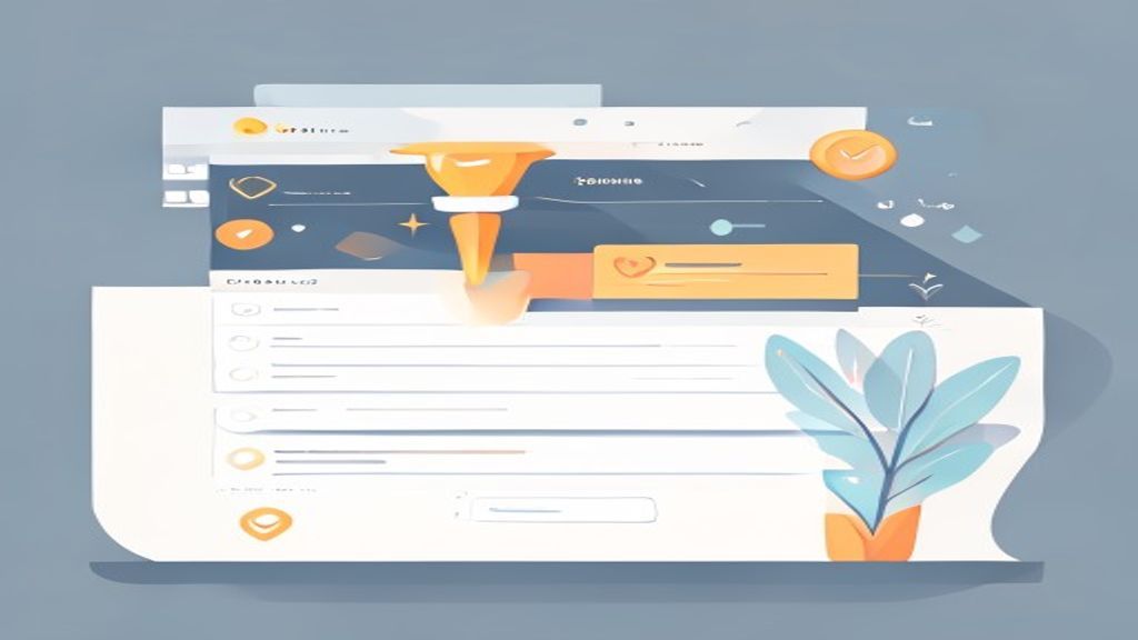 flat illustration of a landing page design with conversion funnel, checkmarks, ranking chart, call t