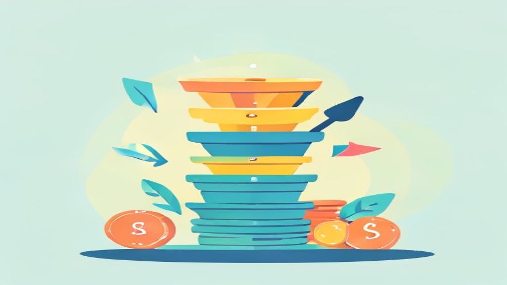 flat illustration of keyword research process with search bar, funnel, magnifying glass, purchase in